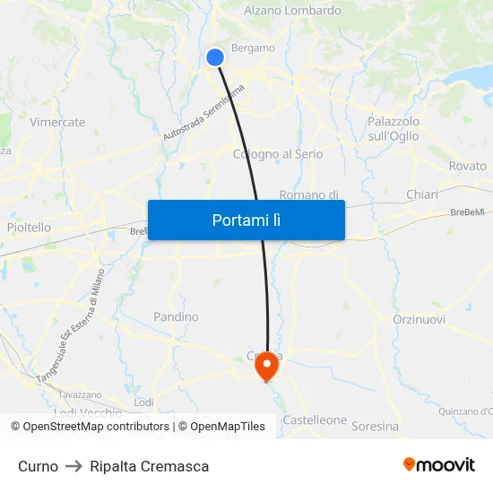 Curno to Ripalta Cremasca map