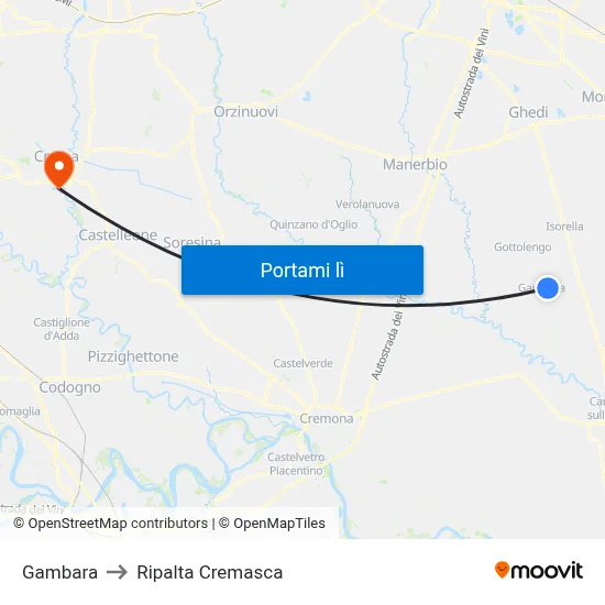 Gambara to Ripalta Cremasca map