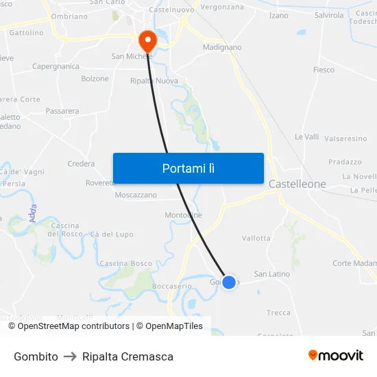 Gombito to Ripalta Cremasca map