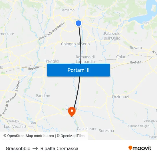 Grassobbio to Ripalta Cremasca map