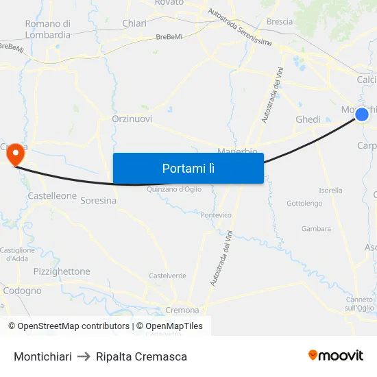Montichiari to Ripalta Cremasca map