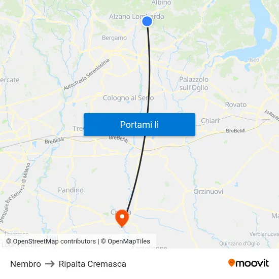Nembro to Ripalta Cremasca map