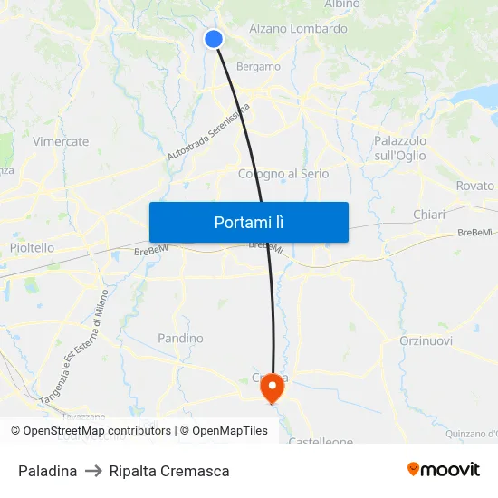 Paladina to Ripalta Cremasca map