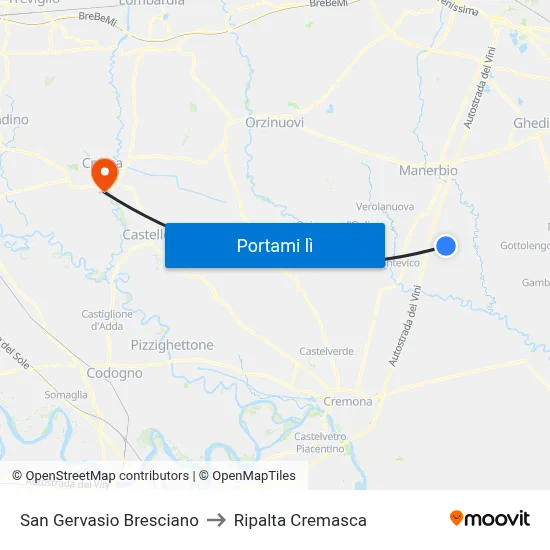 San Gervasio Bresciano to Ripalta Cremasca map