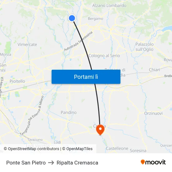 Ponte San Pietro to Ripalta Cremasca map