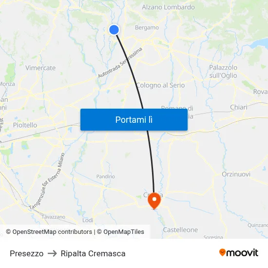 Presezzo to Ripalta Cremasca map