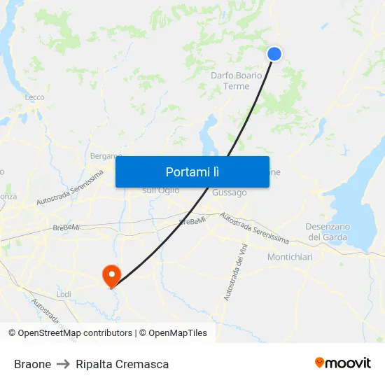 Braone to Ripalta Cremasca map