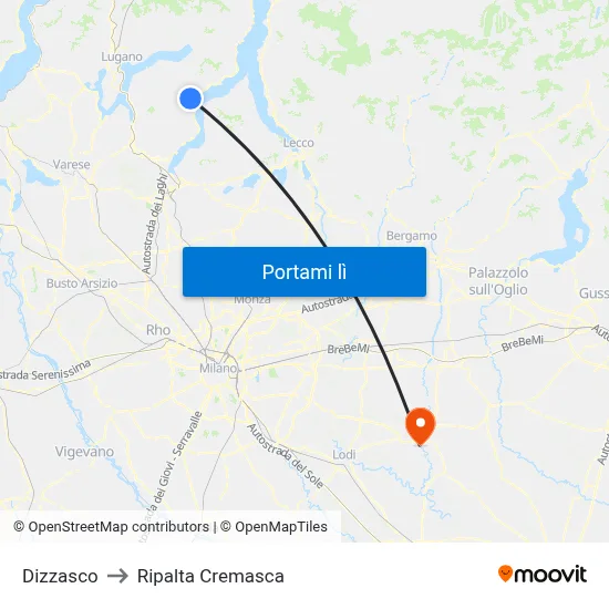 Dizzasco to Ripalta Cremasca map