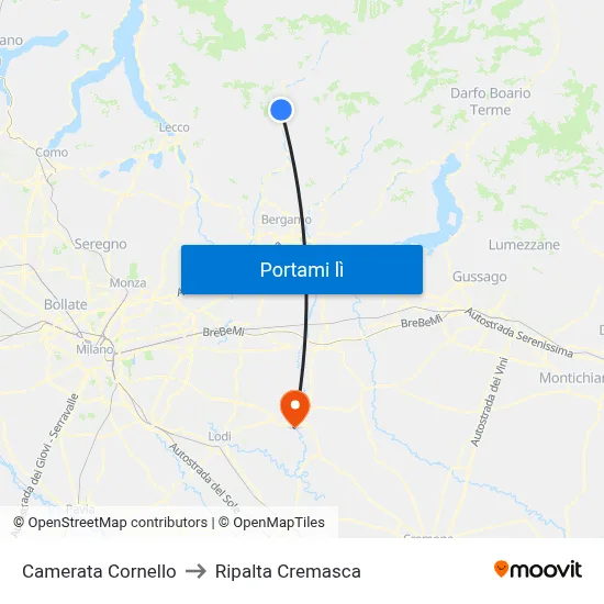 Camerata Cornello to Ripalta Cremasca map