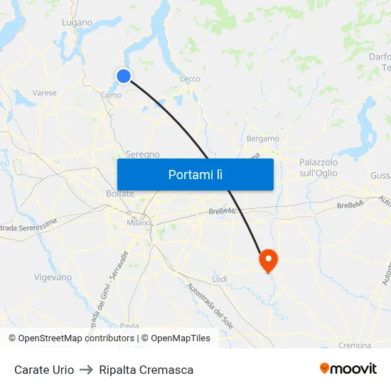 Carate Urio to Ripalta Cremasca map
