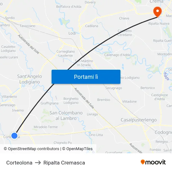 Corteolona to Ripalta Cremasca map
