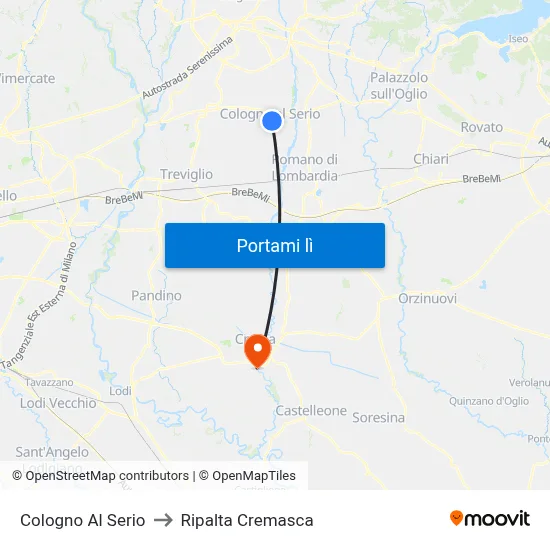 Cologno Al Serio to Ripalta Cremasca map