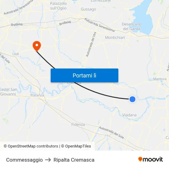Commessaggio to Ripalta Cremasca map
