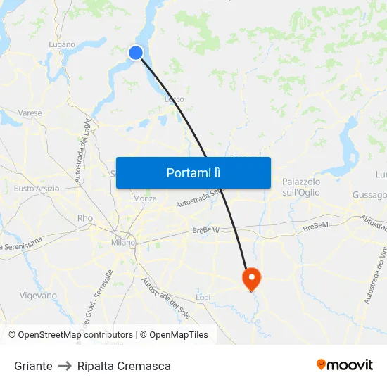 Griante to Ripalta Cremasca map