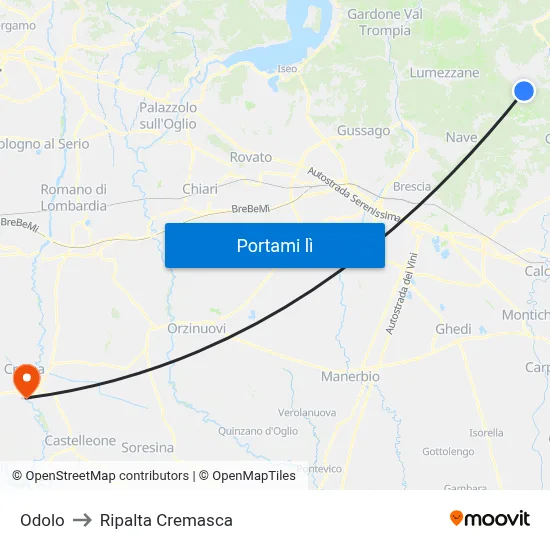 Odolo to Ripalta Cremasca map
