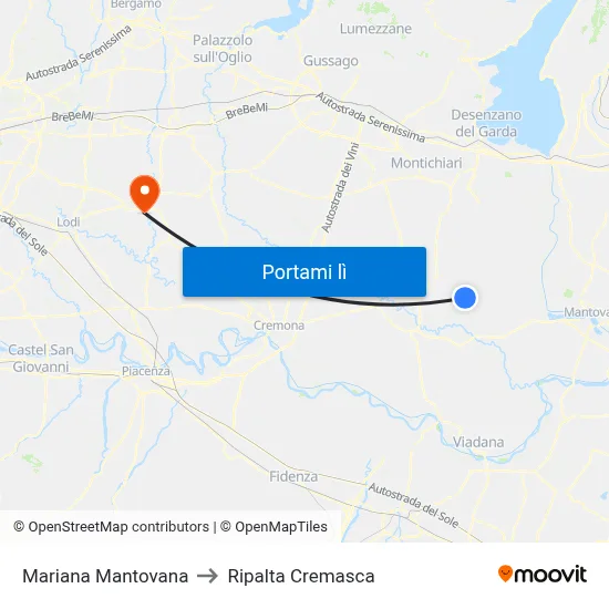 Mariana Mantovana to Ripalta Cremasca map