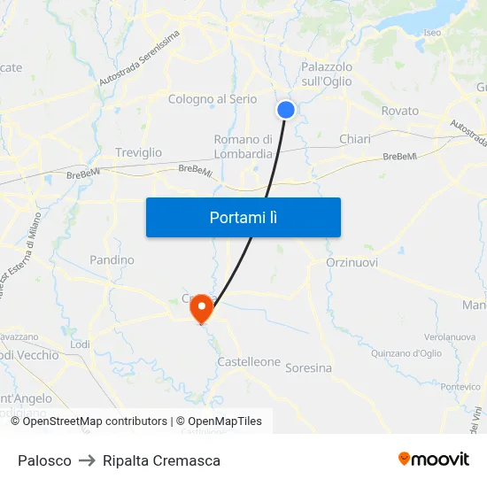 Palosco to Ripalta Cremasca map