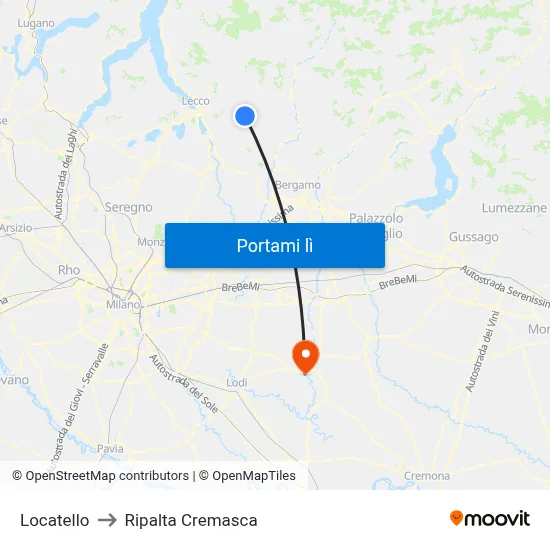 Locatello to Ripalta Cremasca map