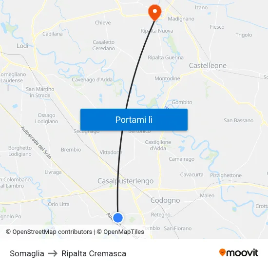 Somaglia to Ripalta Cremasca map