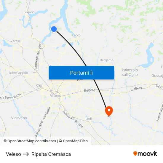 Veleso to Ripalta Cremasca map