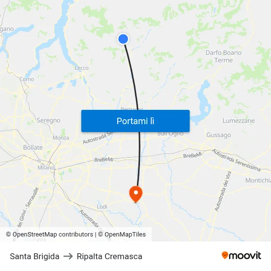 Santa Brigida to Ripalta Cremasca map