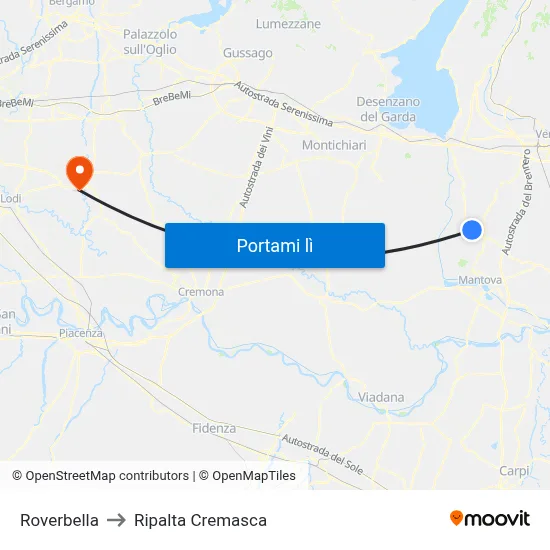 Roverbella to Ripalta Cremasca map