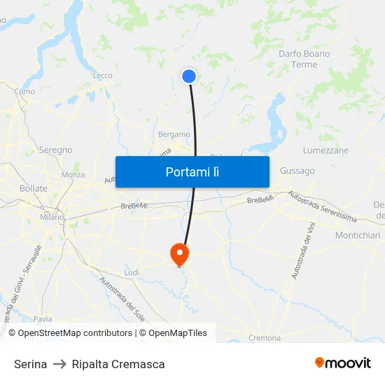 Serina to Ripalta Cremasca map
