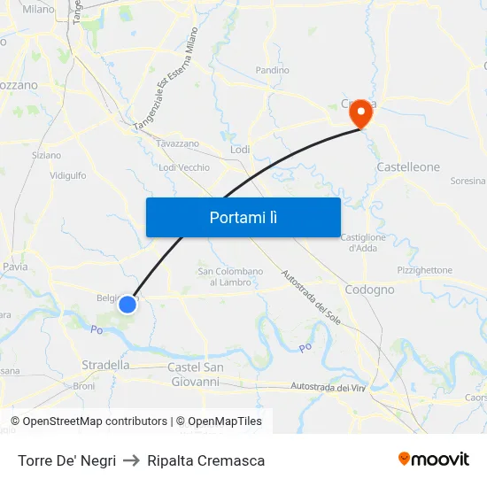Torre De' Negri to Ripalta Cremasca map