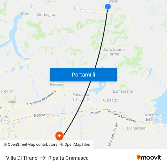 Villa Di Tirano to Ripalta Cremasca map