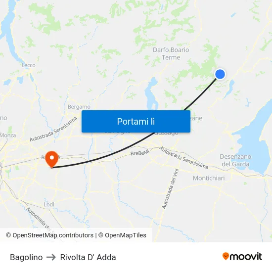 Bagolino to Rivolta D' Adda map