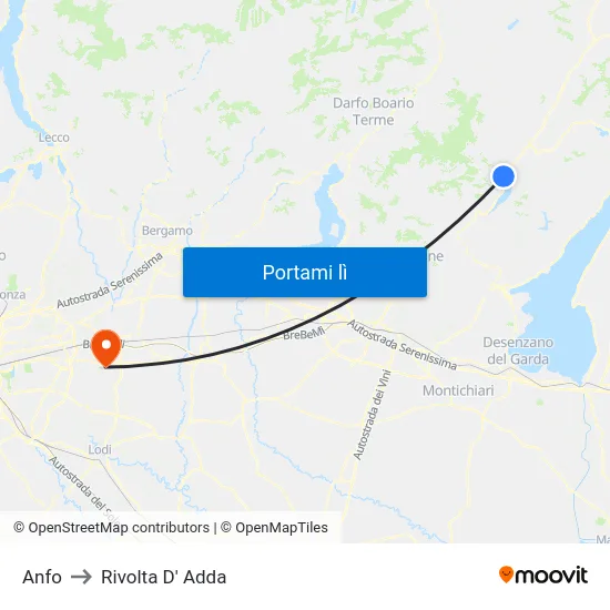 Anfo to Rivolta D' Adda map