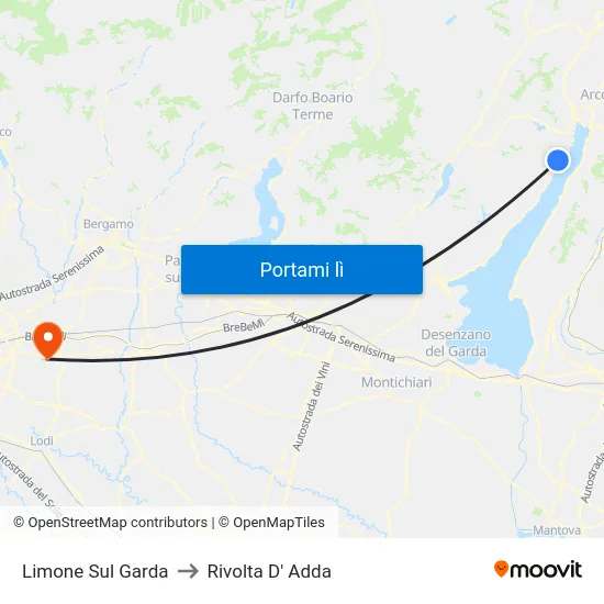 Limone Sul Garda to Rivolta D' Adda map