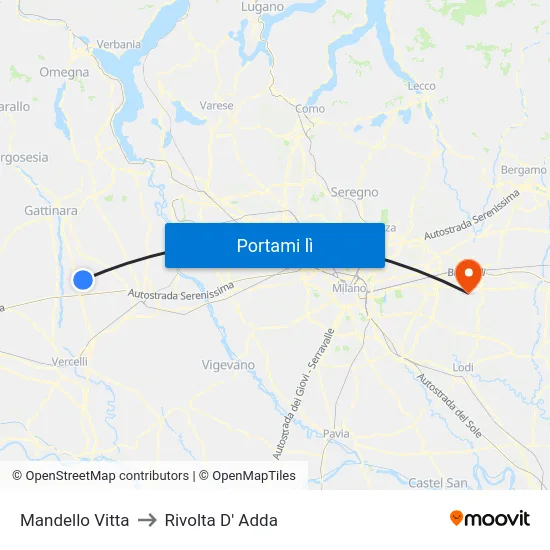 Mandello Vitta to Rivolta D' Adda map
