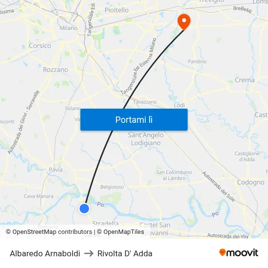 Albaredo Arnaboldi to Rivolta D' Adda map