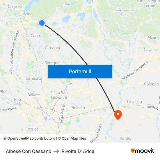 Albese Con Cassano to Rivolta D' Adda map