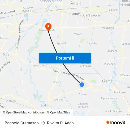 Bagnolo Cremasco to Rivolta D' Adda map