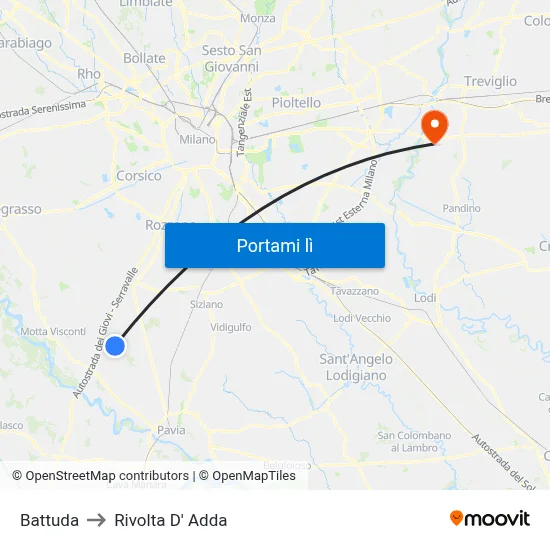 Battuda to Rivolta D' Adda map