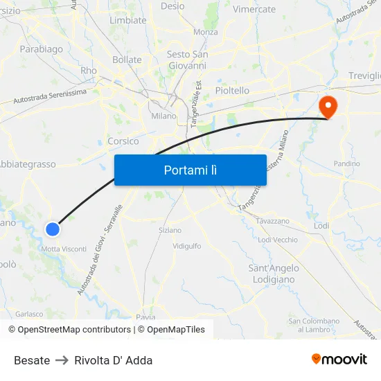 Besate to Rivolta D' Adda map