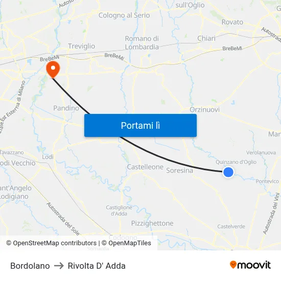 Bordolano to Rivolta D' Adda map