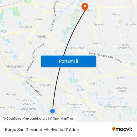 Borgo San Giovanni to Rivolta D' Adda map