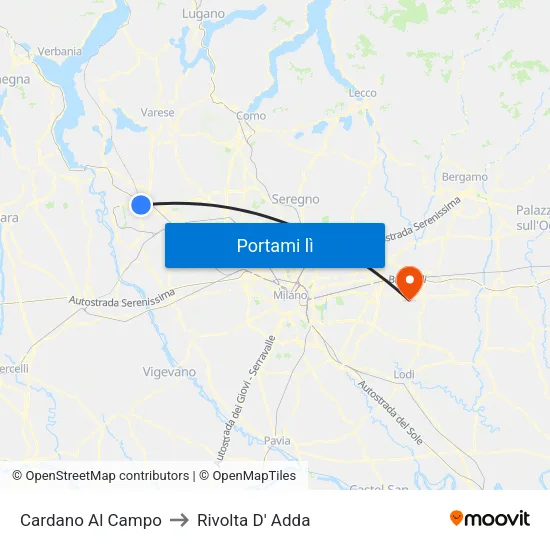 Cardano Al Campo to Rivolta D' Adda map