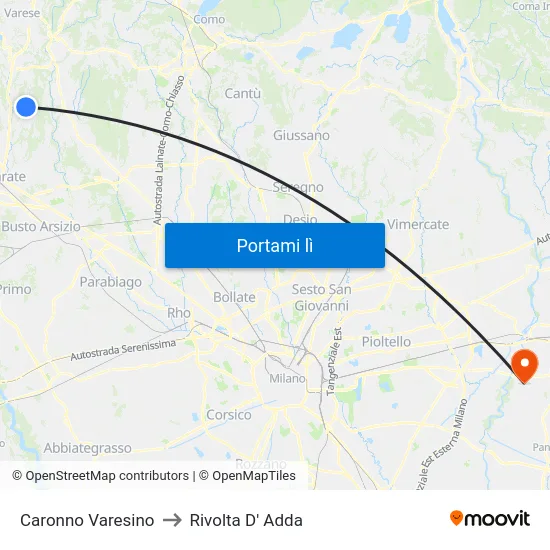Caronno Varesino to Rivolta D' Adda map