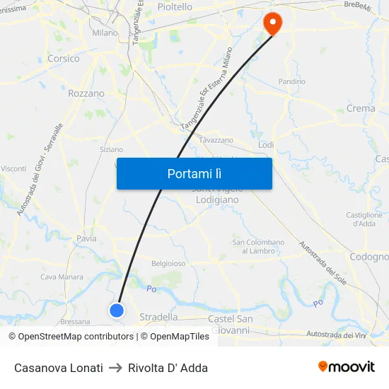 Casanova Lonati to Rivolta D' Adda map