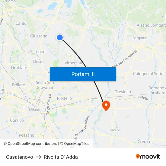 Casatenovo to Rivolta D' Adda map