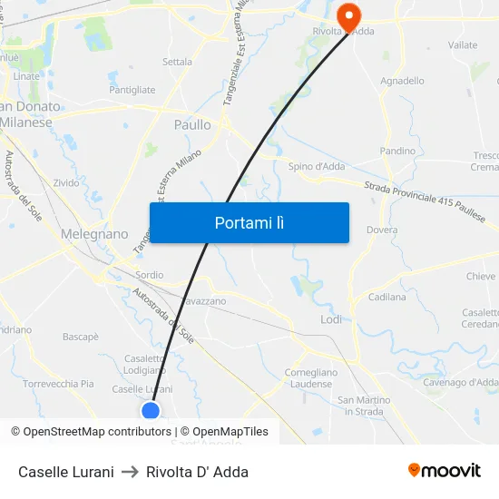 Caselle Lurani to Rivolta D' Adda map