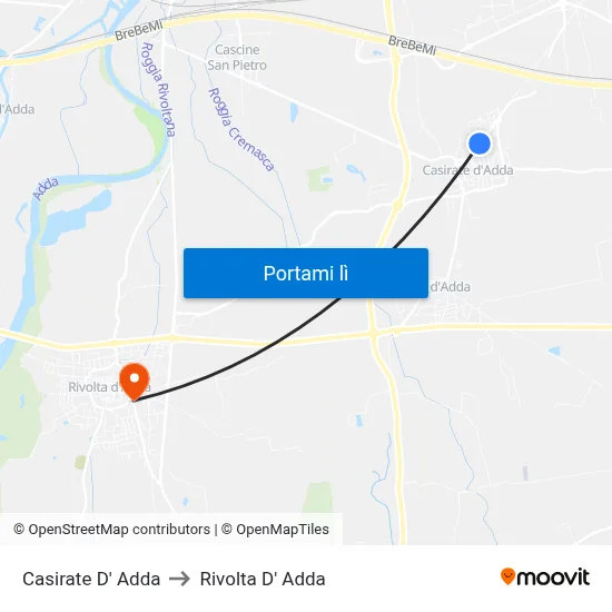 Casirate D' Adda to Rivolta D' Adda map