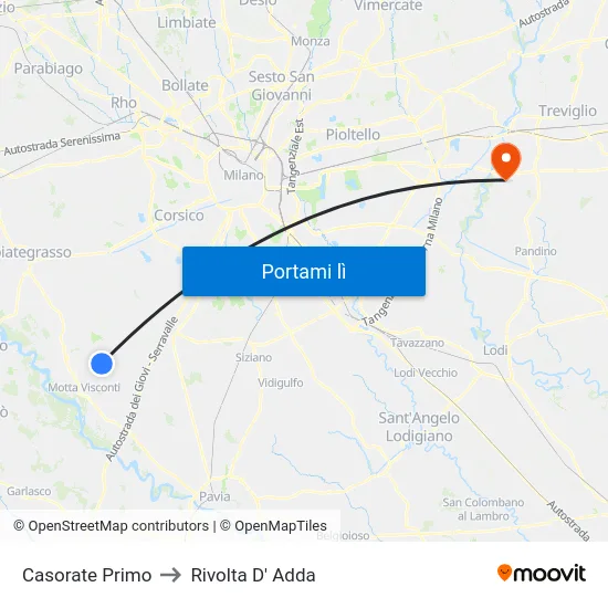Casorate Primo to Rivolta D' Adda map