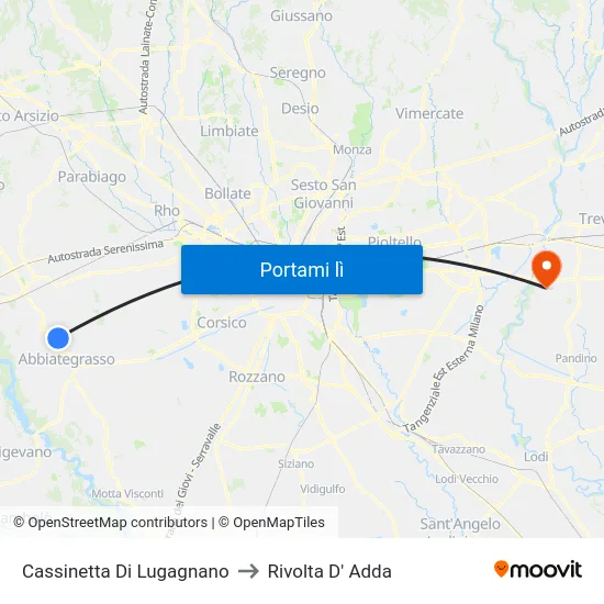 Cassinetta Di Lugagnano to Rivolta D' Adda map