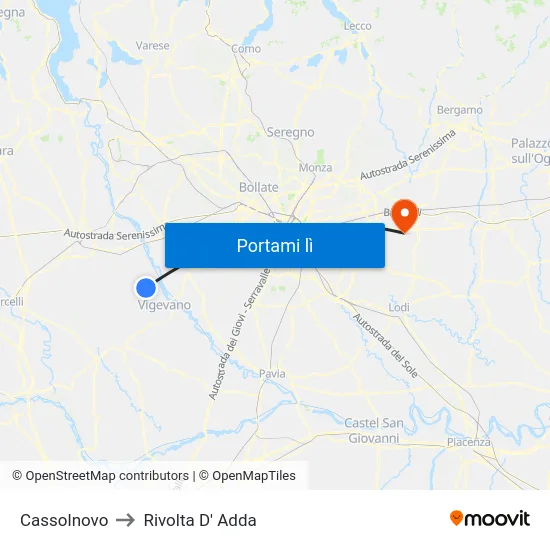 Cassolnovo to Rivolta D' Adda map