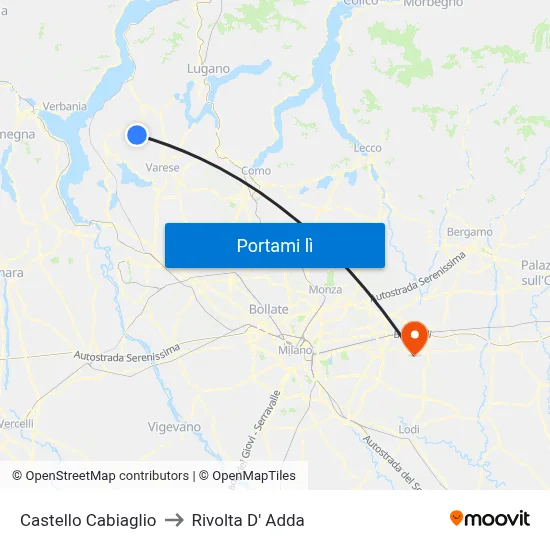 Castello Cabiaglio to Rivolta D' Adda map